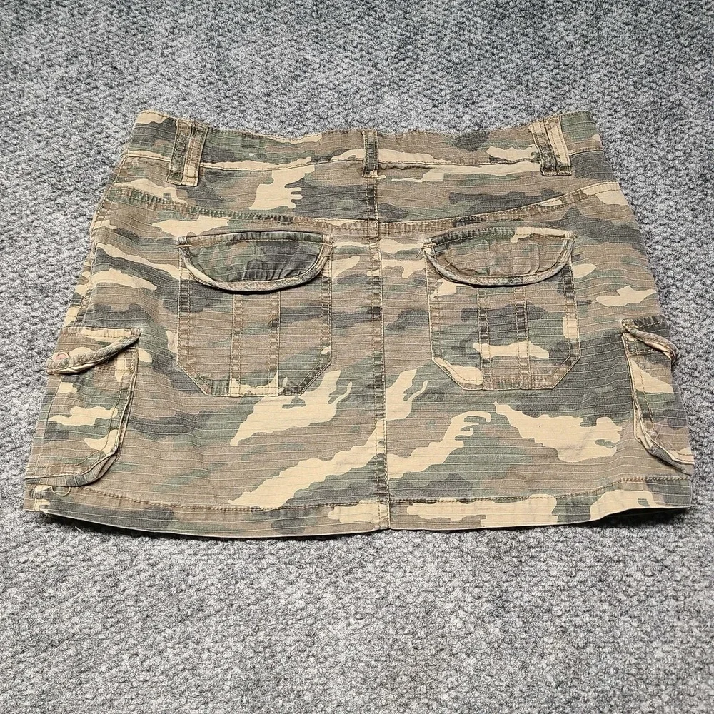 Y2k Nori Camo Cargo Mini Skirt Sz 9 Green Camouflage Streetwear Utility